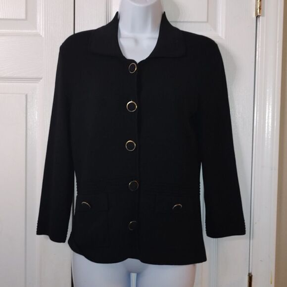 Cable & Gauge  black button down cardigan  Sz S - Picture 1 of 4